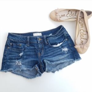 BP distressed Blue denim jean cutoff raw hem shorts size 5
